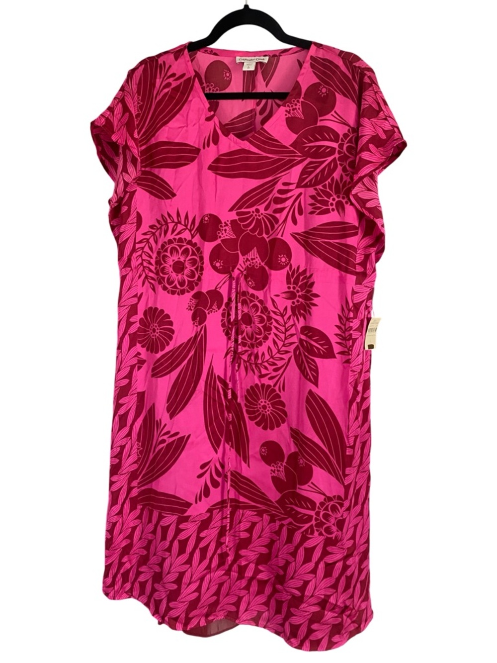 Coldwater Creek Hot Pink and Berry Floral Midi Dress 14
